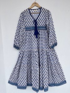 À la mode indien bloc imprimer femmes filles pur coton Maxi robe décontracté été soirée longue Midi en vrac motif naturel chaud! - Product Image 4
