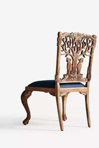 Silla decorativa con diseño de árbol de la vida y búho, tallada a mano - Product Image 4