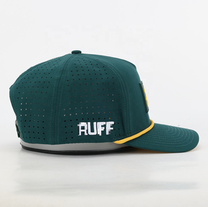 Casquettes de sport à 6 panneaux avec patch en silicone, casquette de golf en polyester de haute qualité, casquettes de baseball avec cordon, bouton à image découpée au laser personnalisé - Product Image 3