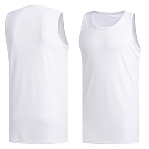 Camiseta sin mangas informal para hombre, 100% personalizada, al por mayor, corte ajustado, cuello redondo, acanalada, transpirable, color blanco, poliéster 100g, personalizada - Product Image 6