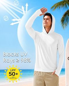 เสื้อสเวตเชิ้ตผู้ชายสีขาวมีฮู้ด แขนยาว ทรงเข้ารูป แห้งเร็ว สวมใส่สบาย ผ้าถักโพลีเอสเตอร์ สำหรับฤดูร้อน - Product Image 3