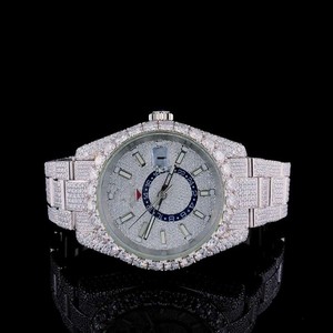 Reloj de Lujo Hip Hop con Movimiento Automático Digital, Acero Inoxidable, Hecho a Mano, Completamente Cubierto de Diamantes VVS Moissanite, Relojes de Cuarzo - Product Image 6