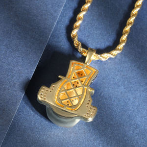 Pendentif Donald Duck plaqué or jaune massif avec pierres en moissanite, bijoux hip-hop à thème de dessin animé, unisexe, à porter au quotidien - Product Image 4