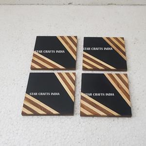 Wholesale Round <b>Wood</b> Resin Coasters Cork Art Nordic Absorbent for Drink <b>Placemats</b> Custom Sublimation Coasters Set Holder Blank - Product Image 4