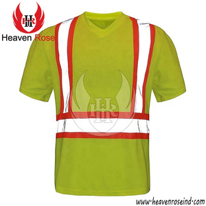 เสื้อยืดนิรภัยสะท้อนแสงแบบมองเห็นได้ชัดเจน เสื้อผ้าทำงานแบบ Hi-Vis มาตรฐาน ANSI Class 2 ผลิตจากโพลีเอสเตอร์ระบายอากาศได้ดี ขายส่ง - Product Image 3