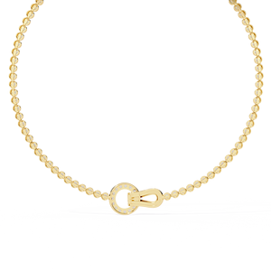 10K 14K 18K Yellow Gold Horseshoe Buckle <b>Necklace</b> Round Bead Chain for Modern Women’s <b>Statement</b> Diamond Jewellery Collection - Product Image 2