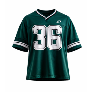 Maillots de football américain sublimés verts pour hommes – Maillot de football uni en polyester maillé, vêtement de sport à enfiler - Product Image 1