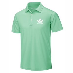 เสื้อโปโลแขนสั้นสีเขียวล้วนสำหรับผู้ชาย ผ้าฝ้ายปิเก้ ระบายอากาศได้ดี สวมใส่สบาย ทรงปกติ ติดกระดุม คอปก - Product Image 2