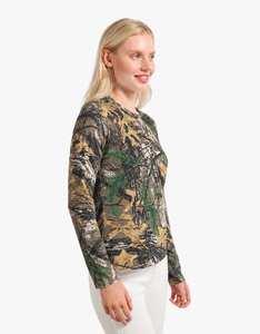 Camiseta de manga larga de camuflaje personalizada para mujer, de algodón premium, transpirable, informal, básica, para mujer, fabricante OEM, venta al por mayor - Product Image 3
