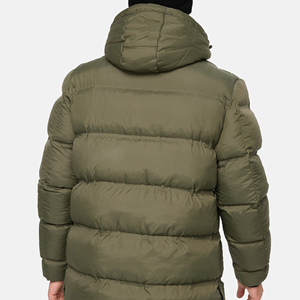 Men's Hooded Puffer Jacket Long Windproof Casual Winter <b>Coat</b> with <b>Zipper</b> Closure and Side Pockets - Product Image 5