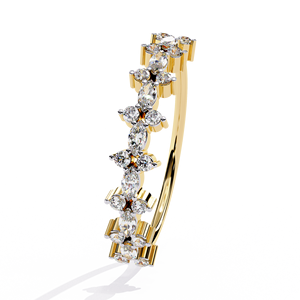 Anillo de Oro Sólido de 14K con Diamantes Cultivados en Laboratorio de Corte Marquise y Corte Redondo, Diseño Único, para Regalo, Fiesta y Aniversario - Product Image 2