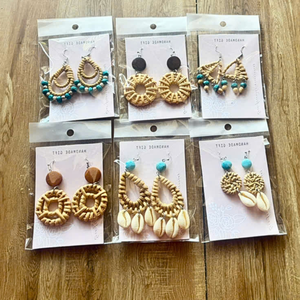 Handmade Bamboo Drop <b>Earrings</b> Vietnam Natural Rattan Eco Friendly Jewelry Lightweight Boho Accessories - Product Image 1