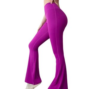 OEM ODM Women High Waist Flare Yoga Leggings Lightweight Flexible Fitness Gym <b>Pants</b> Wholesale Purple - Product Image 3