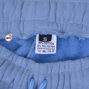 <b>Light</b> Blue Terry Wide Leg Pants Drawstring Waist Casual Full Length Women Solid Color Loose Fit Mid Rise Knitted Cotton <b>Trousers</b> - Product Image 4