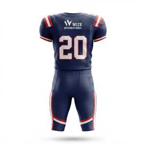 Maillot de football américain WIZE INTERNATIONAL pour homme, manches courtes, col en V, rembourré, ajusté, numéro d'équipe 20, bleu, rouge, blanc - Product Image 2