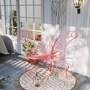 Panca a Farfalla in Ferro Robusto da 50 Pollici, Rosa, per Spazi Esterni, Veranda, Prato, Giardino, Cortile - Product Image 3
