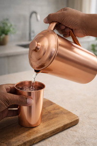 Pichet en cuivre pur avec couvercle, grande taille, fait main, en cuivre massif, carafe à eau artisanale, carafe en cuivre pur - Product Image 3