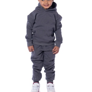 Boys Hooded Tracksuit Solid Color Full Sleeve Sporty Loose Fit 100% Cotton Fleece Eco-Friendly <b>Winter</b> <b>Wear</b> with Side Pockets - Product Image 4