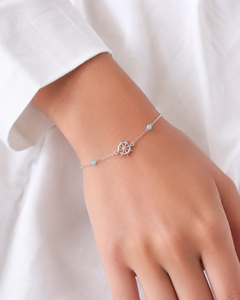 Pulsera Helm |   Pulsera de Plata de Ley 925 con Dije de Timón de Barco y Piedras Preciosas - Product Image 5