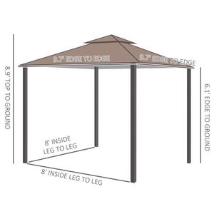 Gazebo Moderno 3x3 Metri per Esterni, Tenda a Baldacchino in Tessuto Color Caffè con Pali in Metallo per Cortili, Ville, Parchi e Hotel - Product Image 5