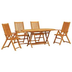 Ensemble de salle à manger de jardin pliant en bois d'acacia massif marron, 5 pièces - Product Image 2