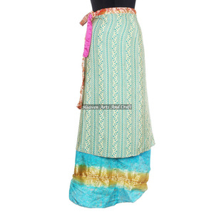 Vente au détail Heaven Arts and Craft Shop !! Sarong en soie, paréo, jupe longue en soie à enrouler, 2 couches, réversible, saris en soie magiques à enrouler, long - Product Image 5