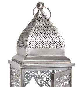 Venta al por Mayor de Faroles Marroquíes Nuevos de Metal y Vidrio con Acabado Plateado, Farol de Estilo Moderno para Velas, para Navidad y Exteriores - Product Image 5