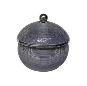 Olla de acero inoxidable aislada con incrustaciones de nácar estilo árabe, con tapa, para uso doméstico y hotelero. - Product Image 4