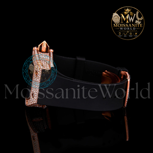 Premium Black Band Square Shaped Dial Moissanite Quartz <b>Watch</b> with Multiple <b>Diamonds</b> with Certified & VVS Clarity D Color - Product Image 3