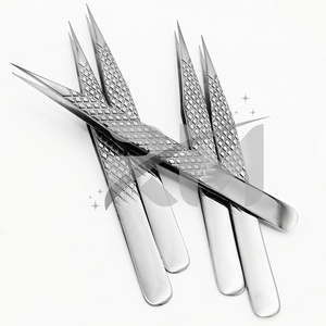 Pinzas Profesionales de Acero Inoxidable para Extensión de Pestañas RMI, Agarre de Diamante, Puntas Puntiagudas de Precisión, Logotipo Personalizado, Modelo Plateado - Product Image 4