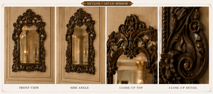Venetian Victorian Carved Wood <b>Rectangle</b> Square Long Full <b>Wall</b> <b>Mirror</b> Etched Floral Beveled Frame Antique Silver Full Length - Product Image 3