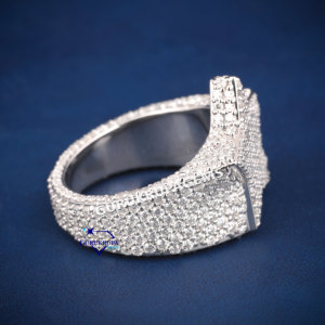 Anillo de plata con diamantes de imitación estilo hip hop RTS para hombre y mujer, probado con el probador de diamantes D VSS, joyería personalizada. - Product Image 5