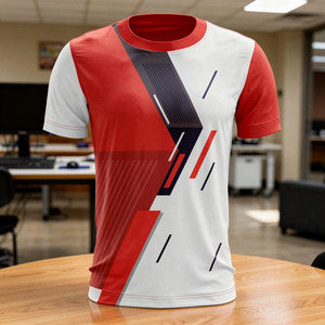 T-shirt d'été à manches courtes de haute qualité, sublimation, coupe classique, polyester, coton, toile respirante, col contrastant, 220g, décontracté - Product Image 4