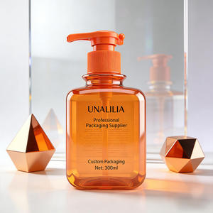 Wholesale 320ml Orange PET Plastic Square <b>Pump</b> <b>Bottle</b> for Lotion Hand Soap Body Oil Skincare Custom Cosmetic Packaging Container - Product Image 4