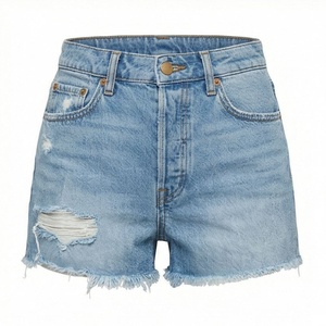 Shorts de Mezclilla Casuales de Verano para Mujer, a la Moda, Desgastados, Elegantes, de Cintura Alta, Perforados, Jeans Sexys, Color Personalizado, Ropa de Moda - Product Image 1