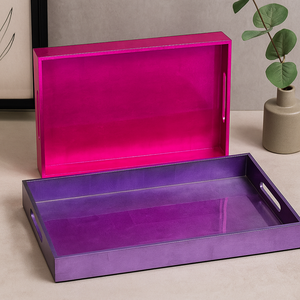 ชุดถาดฟอยล์ MDF แฮนด์เมดสไตล์วินเทจสีสันสดใสถาดเสิร์ฟสี่เหลี่ยมสีชมพูสำหรับตกแต่งบ้านห้องครัวของขวัญ - Product Image 6