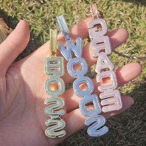 จี้ห้อยคอแบบกำหนดเอง เงินแท้ 925 ประดับเพชรหลากสี จี้ชื่อแนวตั้ง สไตล์ฮิปฮอป จี้ตัวอักษรประดับมอสซาไนต์ สร้อยคอจี้ตัวอักษรย่อ - Product Image 3