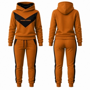 Ensemble de survêtement pour femme avec sweat à capuche et pantalon de jogging à chevrons, haute qualité, color block, mode décontractée, deux pièces, vente chaude - Product Image 1