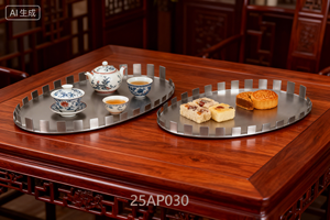 Bandeja de servir lujosa, accesorio decorativo ornamental, hermosa bandeja decorativa plateada, bandeja decorativa clásica - Product Image 5