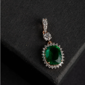 Pendentif en or rose 14 carats avec diamant rond de 0,41 carat et pierre précieuse en forme de coussin, bijou élégant et raffiné, cadeau pour femme, anniversaire, mariage - Product Image 1