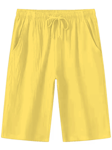 <b>Men</b> <b>White</b> Quick Dry Mid Rise 100% Polyester Knitted Bermuda <b>Shorts</b> with Pockets Elastic Waist Casual Sport <b>Shorts</b> - Product Image 6