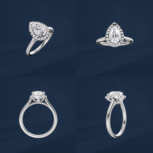 Bague de fiançailles pour femme en platine avec diamant taille poire, style élégant et luxueux, halo classique, certifiée IGI - Product Image 6