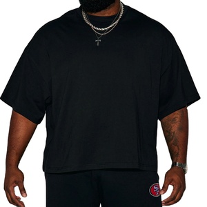High Quality Comfortable Cotton Oversized T-shirt 350 GSM Streetwear Custom Logo Tee Fit Blank Men and women Cropped Boxy <b>TShirt</b> - Product Image 5