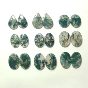 Par de Cabujones de Ágata Musgosa Natural, Formas y Tamaños Variados, Tallados a Mano, Gemas Sueltas para Joyería - Product Image 5