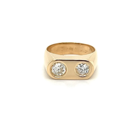 Bague d'anniversaire vintage pour homme, deux diamants de laboratoire sertis clos, design géométrique, alliage plaqué or, usage quotidien