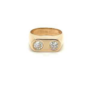 Anillo de Eternidad Vintage para Hombre con Dos Diamantes Creados en Laboratorio, Diseño Geométrico con Engaste de Bisel, Chapado en Oro, para Uso Diario - Product Image 3