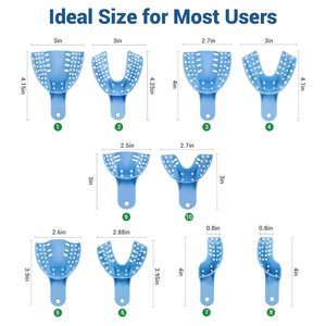 Juego Profesional de 10 Bandejas Desechables Azules para Impresiones Dentales |   Kit de Bandejas de Plástico Rígido Perforadas para Clínicas Dentales - Product Image 2
