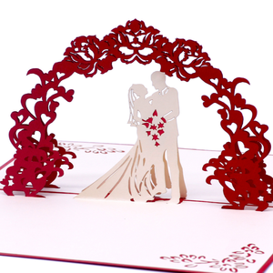 Fabricante OEM/ODM, Tarjeta de Felicitación 3D Pop-up con Diseño de Pareja en Arco de Boda, Estilo Romántico, Hecha a Mano, de Lujo, Venta al Por Mayor - Product Image 3