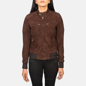 <b>Women's</b> Faux Leather Motorcycle <b>Jacket</b> Waterproof Windproof Zipper Closure Button Collar Faux Fur Lining Relaxed Fit Tweed Logo - Product Image 4
