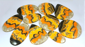 Pierres précieuses en Jaspe Abeille Naturel, Cabochons de formes variées (Ovale, Coussin, Poire) pour la fabrication de bijoux - Product Image 4